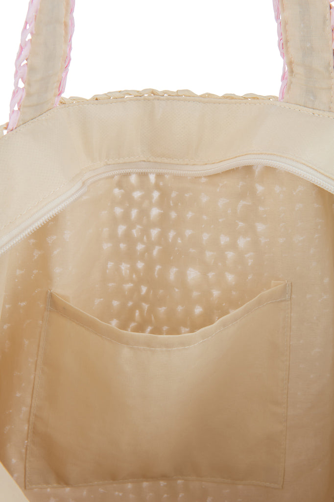 Draagtas Bruin/Roze Handvat Naturel/Roze - Tas - J-Line - livinglovely.nl