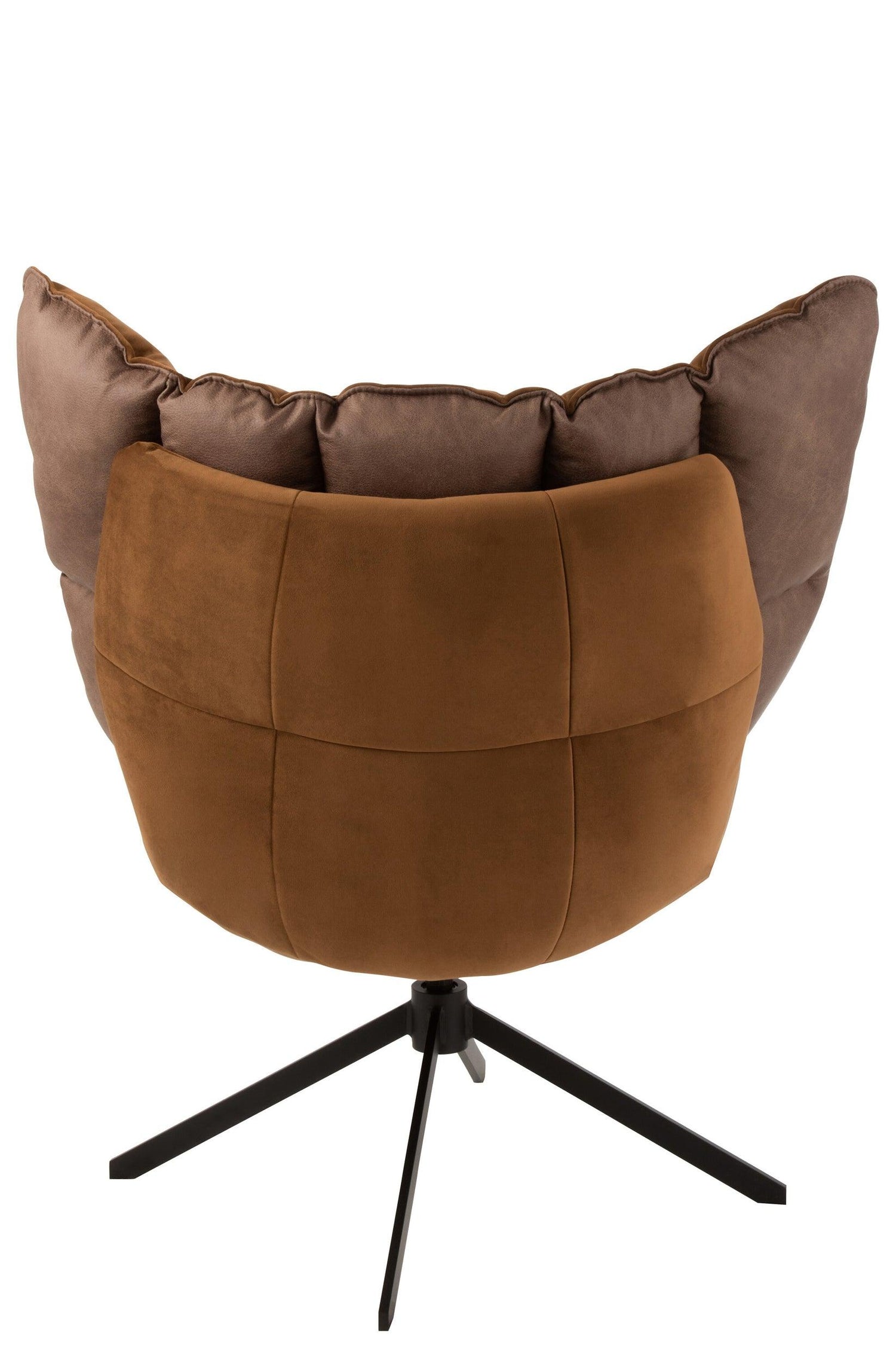 Draai Stoel Relax Kussen Op Frame Textiel/Metaal Roest Bruin - Fauteuil - J-Line - livinglovely.nl
