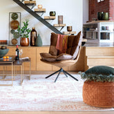 Draai Stoel Relax Kussen Op Frame Textiel/Metaal Roest Bruin - Fauteuil - J-Line - livinglovely.nl