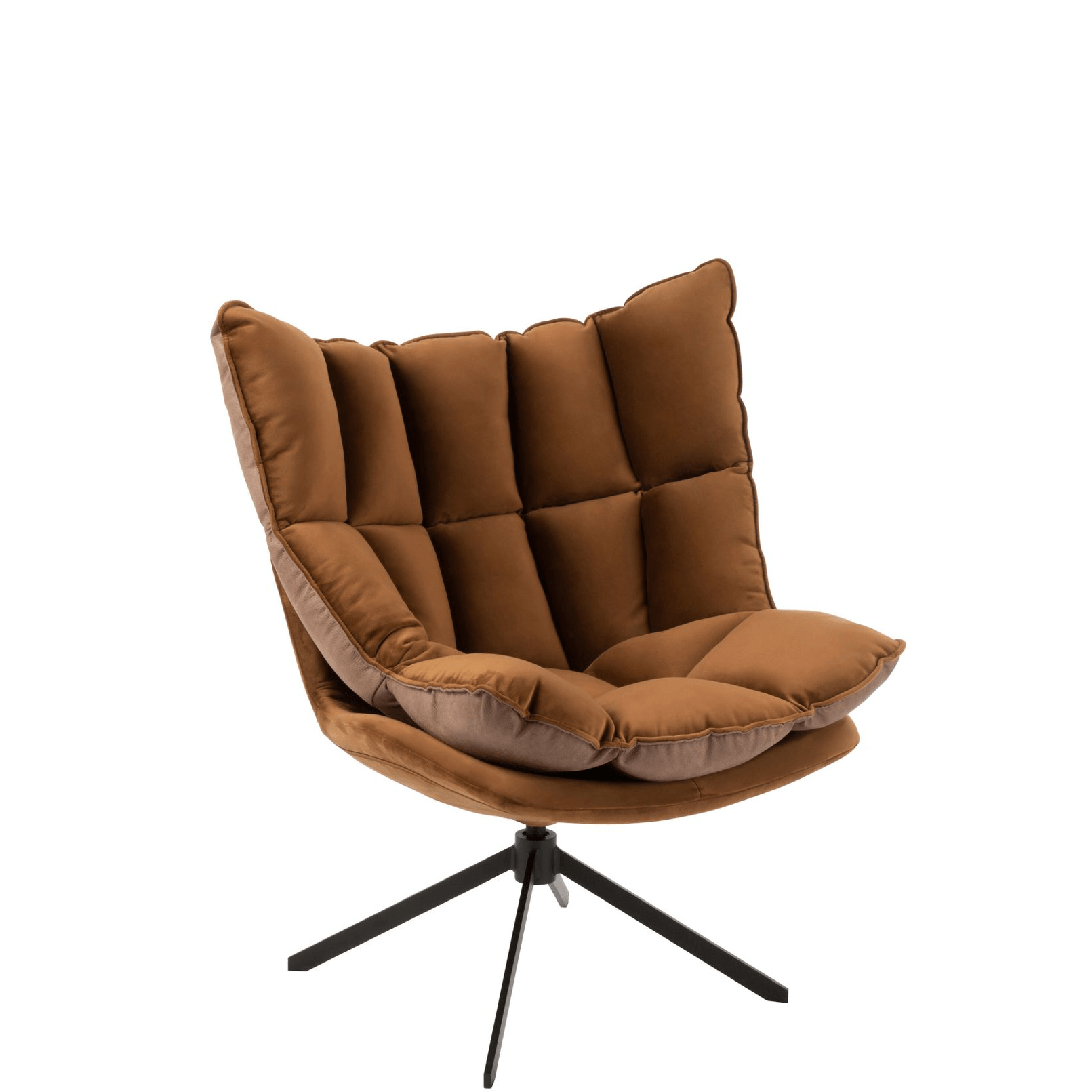 Draai Stoel Relax Kussen Op Frame Textiel/Metaal Roest Bruin - Fauteuil - J-Line - livinglovely.nl
