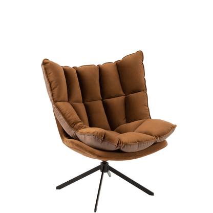 Draai Stoel Relax Kussen Op Frame Textiel/Metaal Roest Bruin - Fauteuil - J-Line - livinglovely.nl