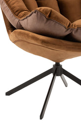 Draai Stoel Relax Kussen Op Frame Textiel/Metaal Roest Bruin - Fauteuil - J-Line - livinglovely.nl