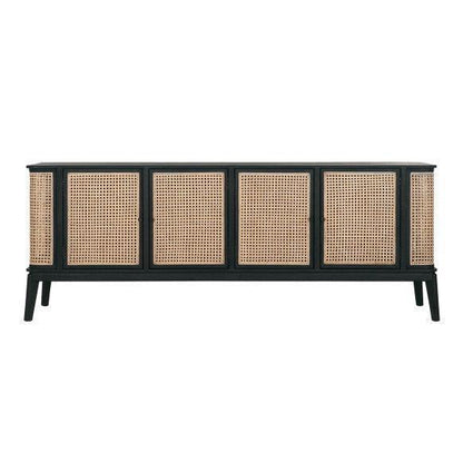 Dressoir Raffles zwart mindi hout 4 deuren 213cm MUST Living