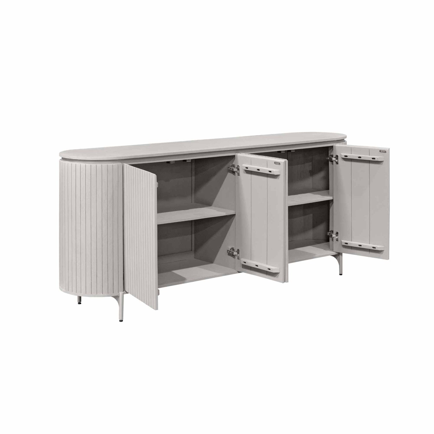 Houtnerf van het mangohout in taupe op het blad van het Dressoir Solana