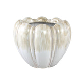 Dugan Cream Ceramic Pot Thick Ribbed Round L 27x27x21cm PTMD - Pot - PTMD - livinglovely.nl