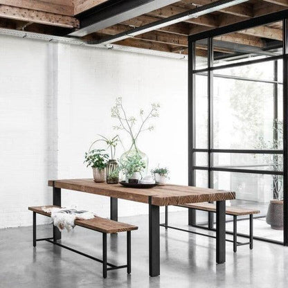 Houten eetkamerbank 165cm naturel teakhout vooraanzicht DTP Home