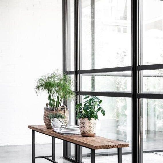 Eetkamerbank Timeless Beam 215cm naturel teakhout sfeerbeeld