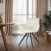 Eetkamerstoel Doreen Boucle White van Livingfurn, B61cm x D65cm x H83cm