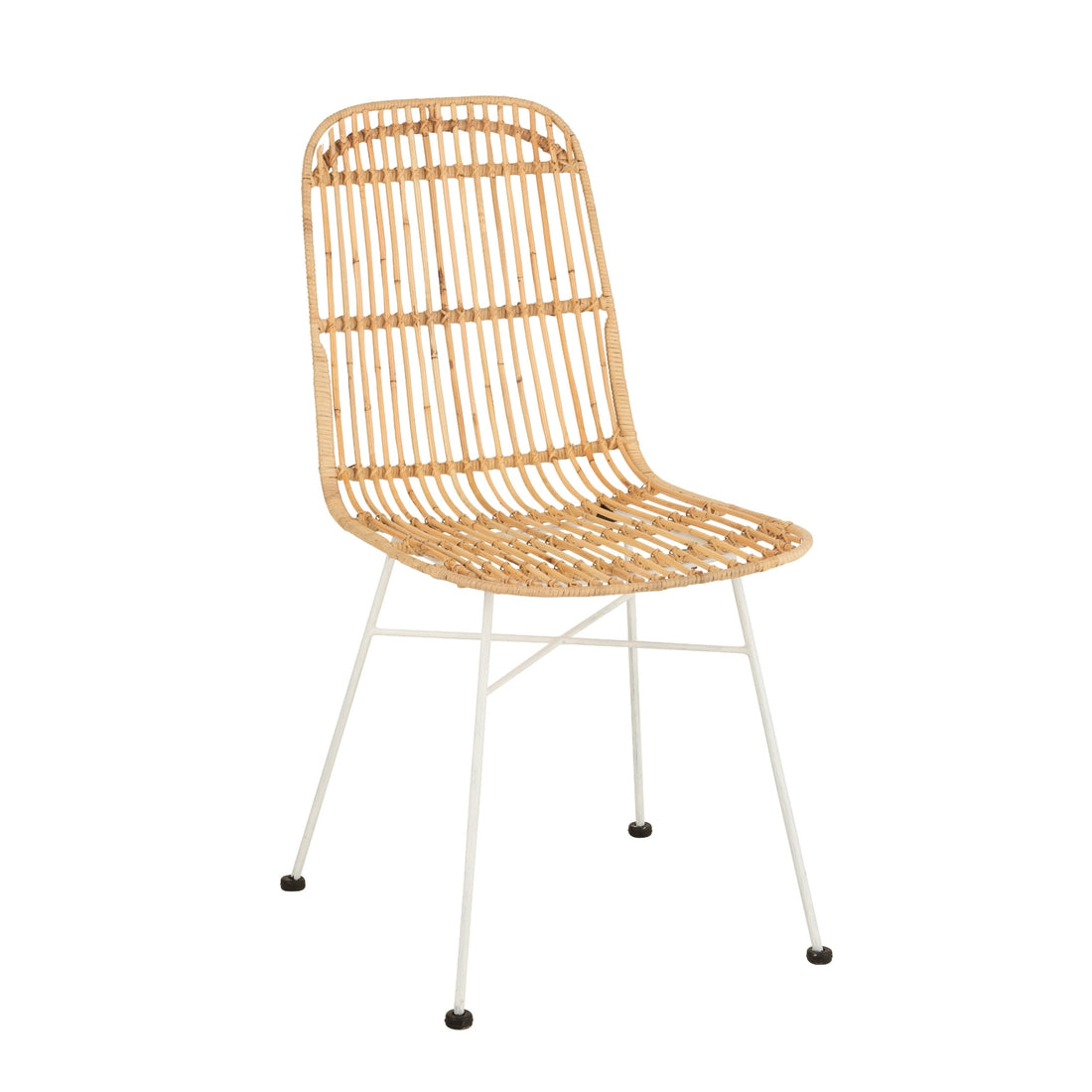 Eetkamerstoel Ema Rotan/Metaal Naturel/Wit - Eetkamerstoel - J-Line - livinglovely.nl