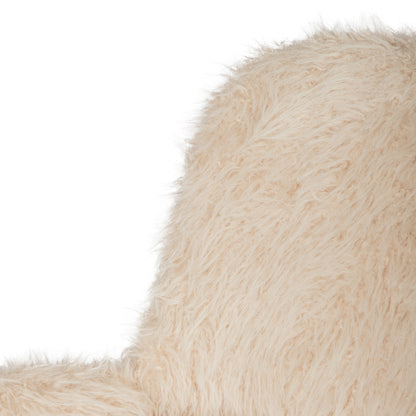 Beige Leander eetkamerstoel van PTMD met licht gebogen rugleuning