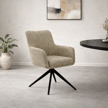 Draaibare eetkamerstoel Tara Beige van Livingfurn, B62,5cm x D58cm x H88,5cm