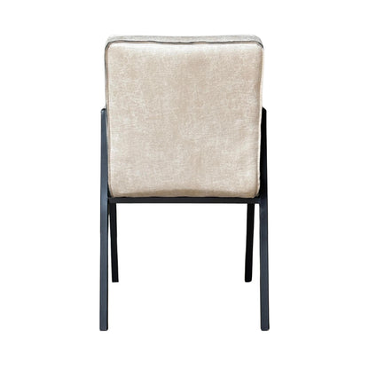 Tivoli armstoel in beige met robuust stalen onderstel in mat zwarte lak