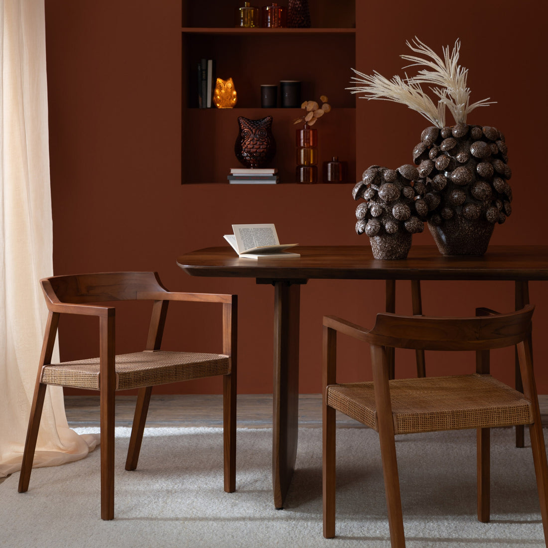 Eetkamertafel Acaciahout Bruin 190cm J-Line - Eetkamertafel - J-Line - livinglovely.nl