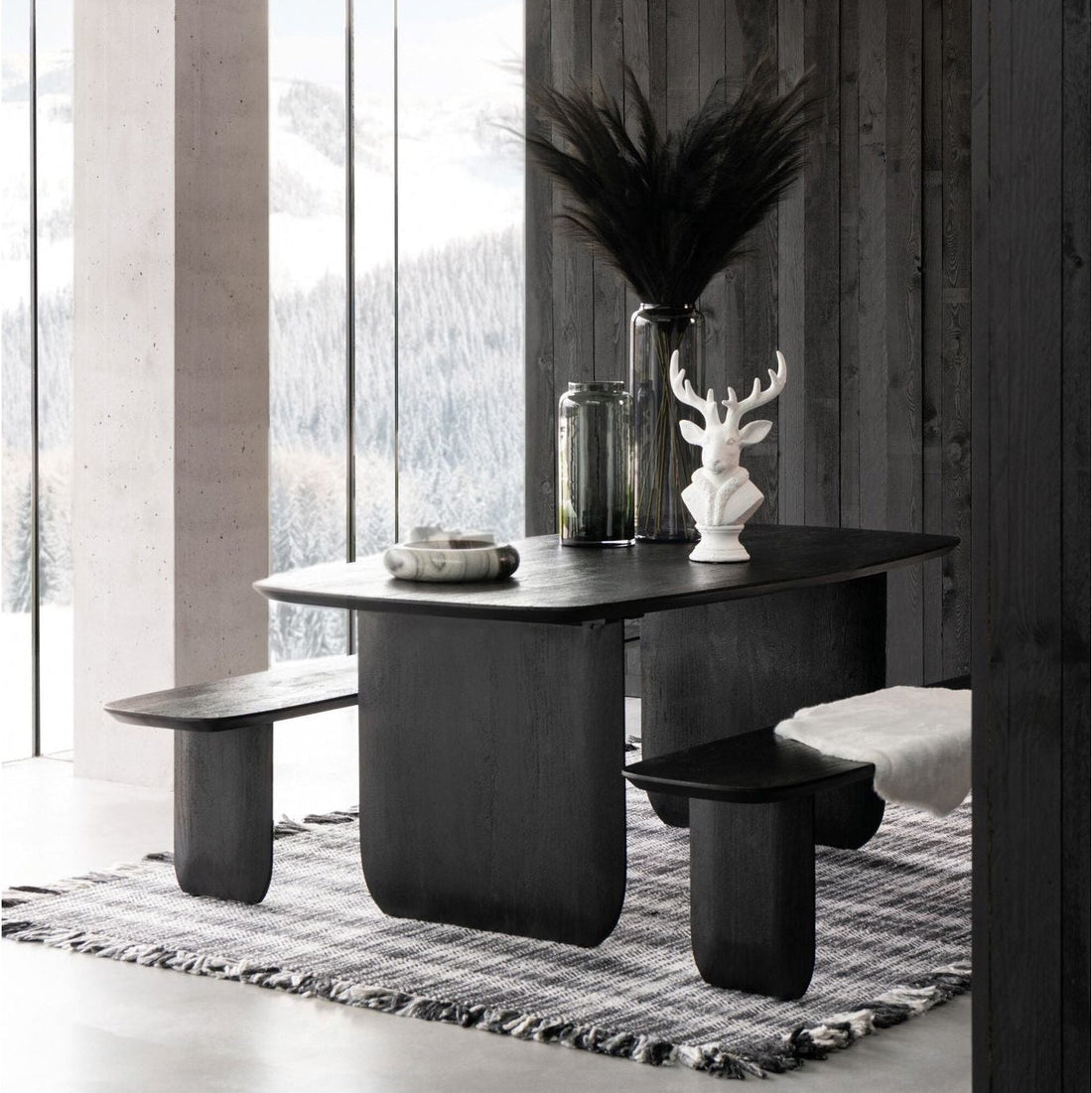 Eetkamertafel Acaciahout Zwart 190x100cm J-Line