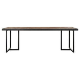 Eetkamertafel Criss Cross van DTP Home, blad van gemixt hout op zwart stalen frame