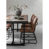 Eetkamertafel Criss Cross van DTP Home, hoek van het blad met zichtbare houtdelen