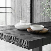 Eettafel Timeless Black Beam zwart teakhout zijaanzicht
