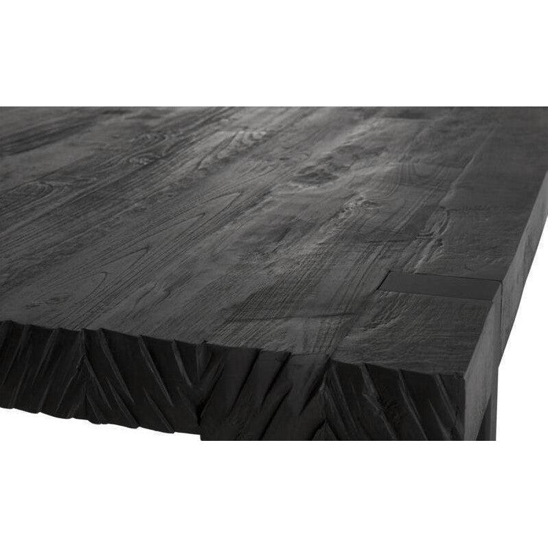 Eetkamertafel Black Beam zwart teakhout blad detail DTP Home