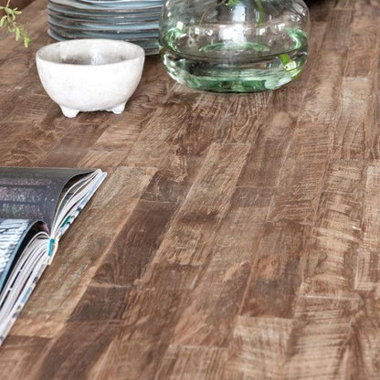 Eetkamertafel Timeless Tracks 225cm naturel teakhout in interieur