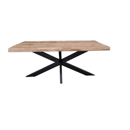 Eettafel Boston Boomstam 220cm van Starfurn, mangohouten blad met natuurlijke rand op metalen matrixpoot