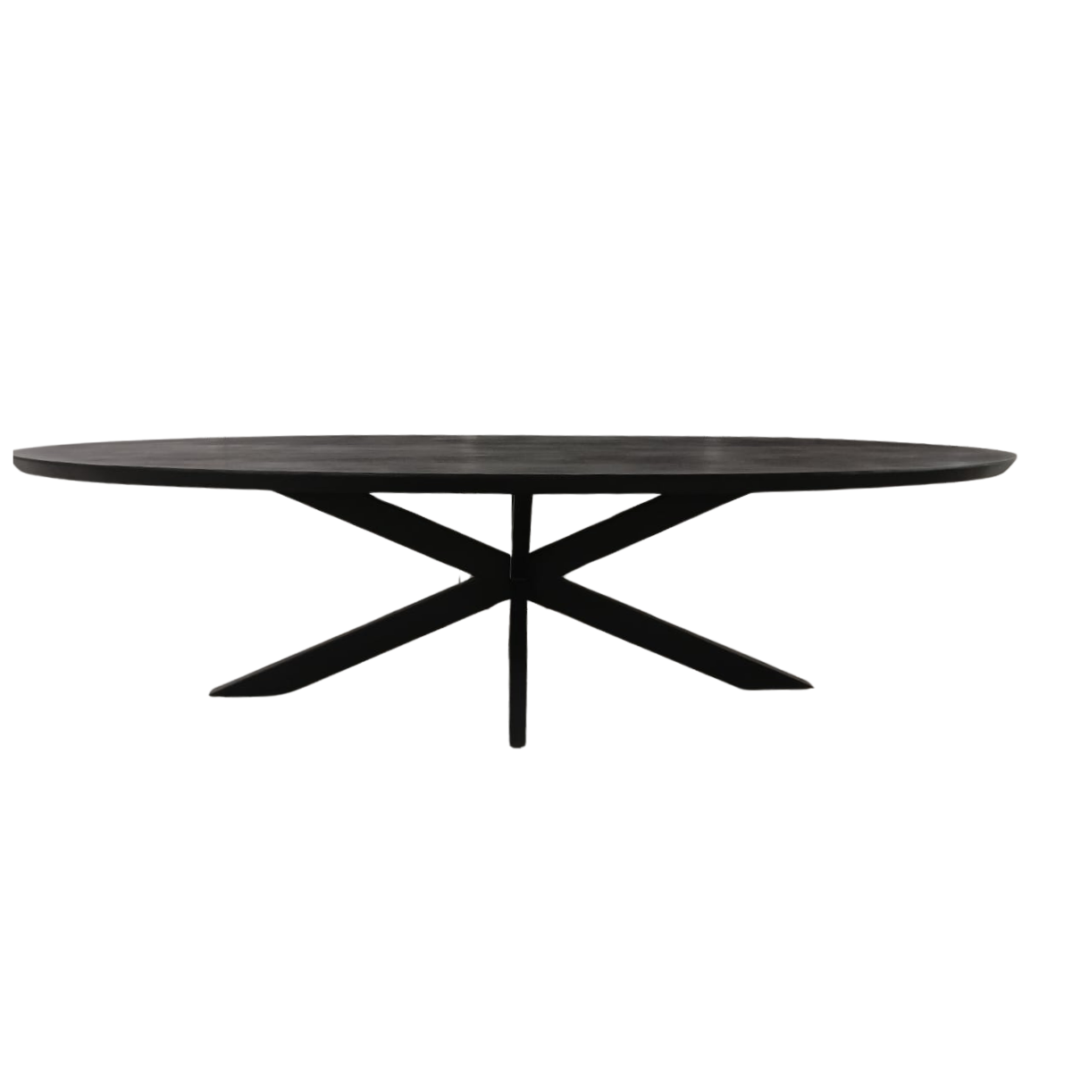Zwarte ovale eettafel Brandy 240 cm van Starfurn met massief mangohouten blad