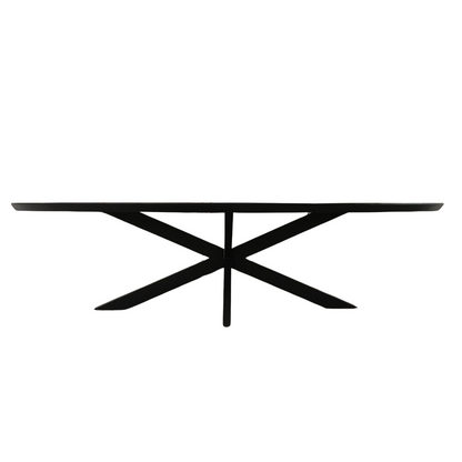 Zijaanzicht van de royale zwarte eettafel Brandy 240 cm van Starfurn