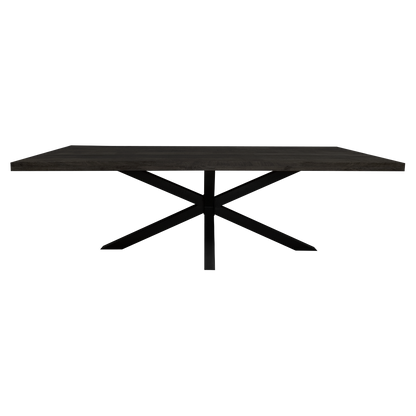 Denver eettafel 200cm van Starfurn met royaal opgedikt blad van zwart gelakt massief mangohout