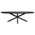Ovale Denver eettafel 240cm van Starfurn met opgedikt mangohouten blad en zwarte matrixpoot