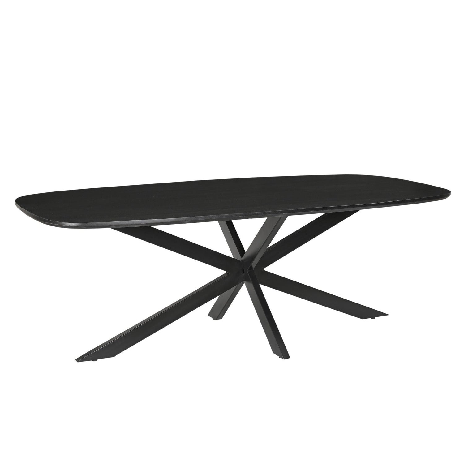 Eettafel Jesper Kala 180cm schuin vooraanzicht met zwart spinpootonderstel