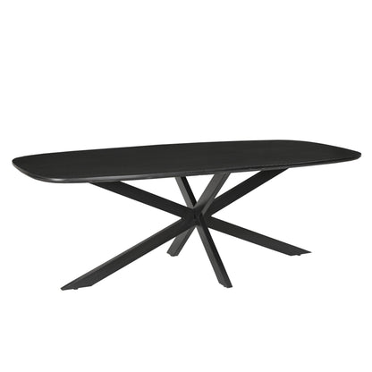 Eettafel Jesper Kala 210cm schuin vooraanzicht met zwart spinpootonderstel