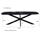 Afmetingen Eettafel Jesper 230cm: L230cm x B105cm x H76cm