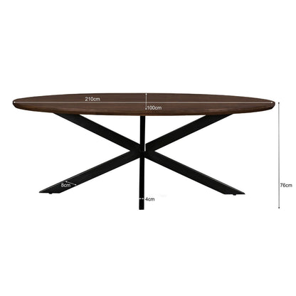 Afmetingen Eettafel Jesper 210cm: L210cm x B110cm x H76cm