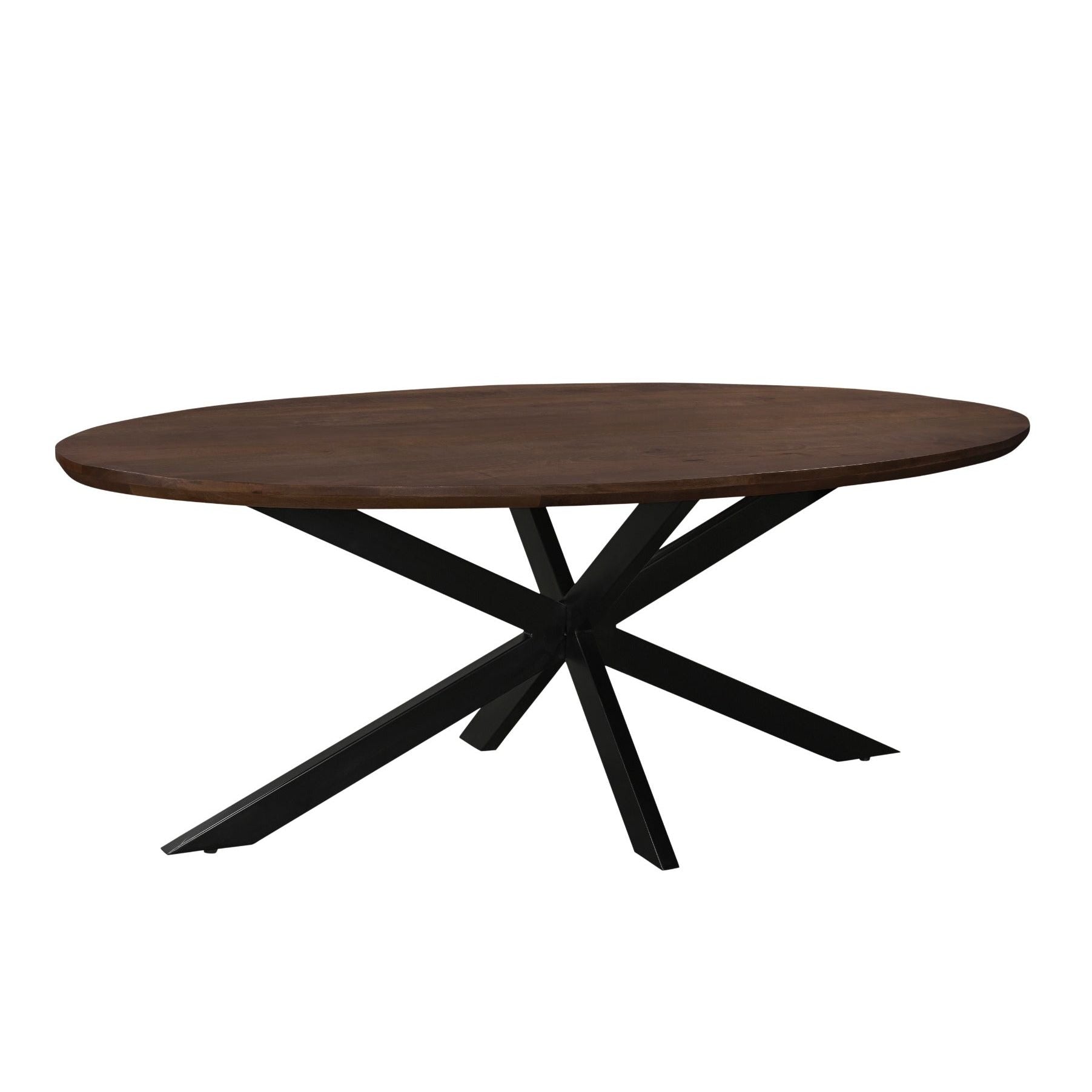 Eettafel Jesper Chestnut 240cm schuin vooraanzicht met zwart spinpootonderstel