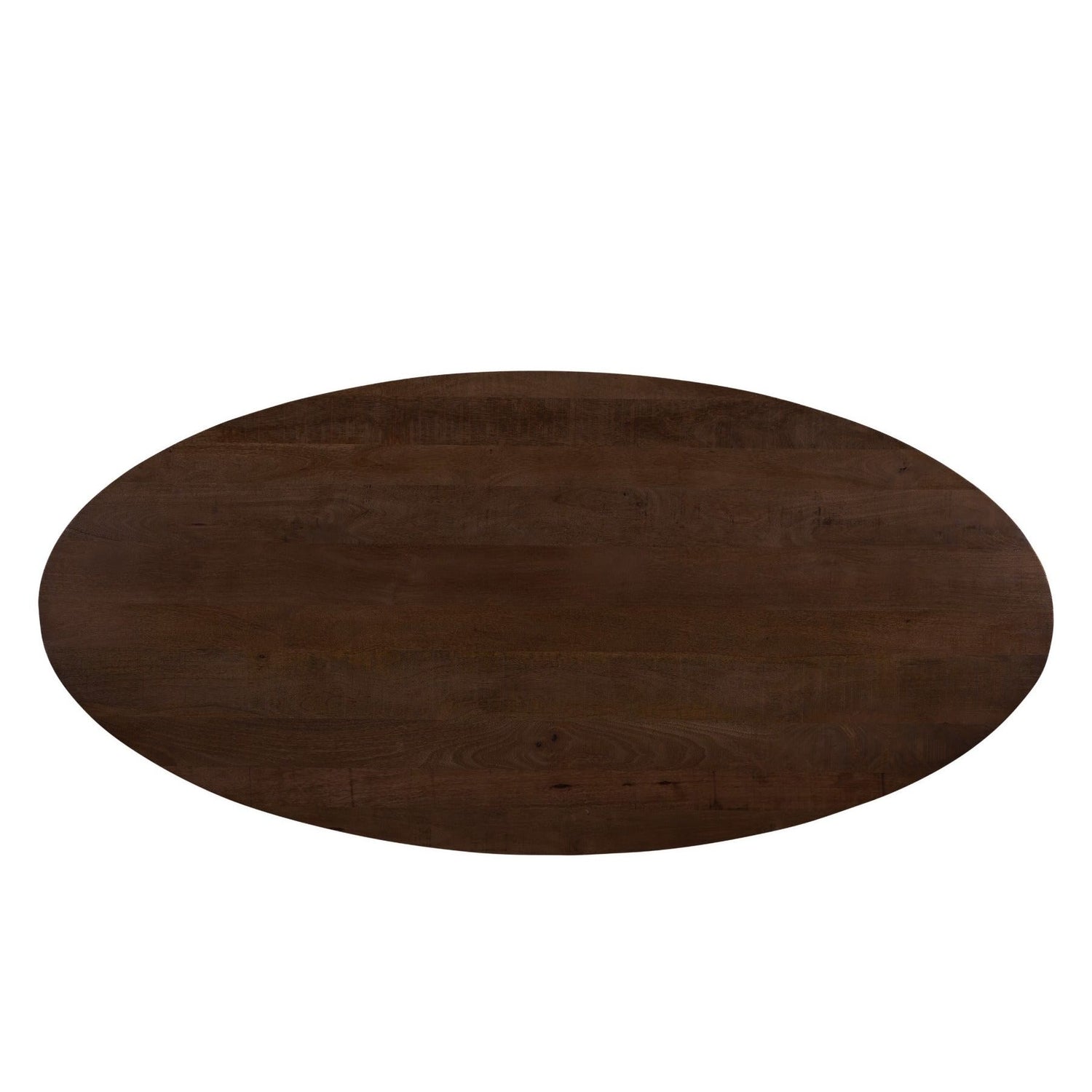 Bovenaanzicht van het mangohouten blad van de eettafel Jesper Chestnut 240cm