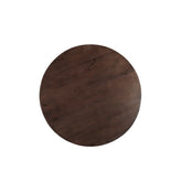 Bovenaanzicht van het mangohouten blad van de eettafel Jesper Chestnut Ø130cm