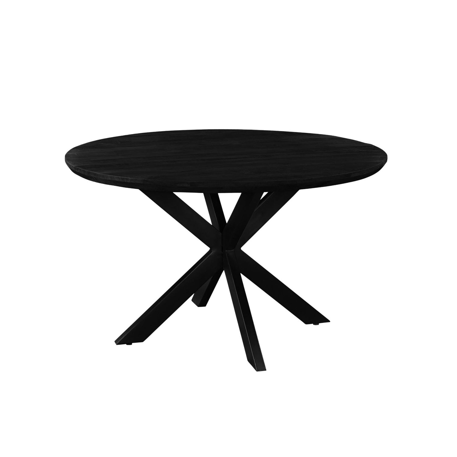 Eettafel Jesper Kala Ø130cm schuin vooraanzicht met zwart spinpootonderstel