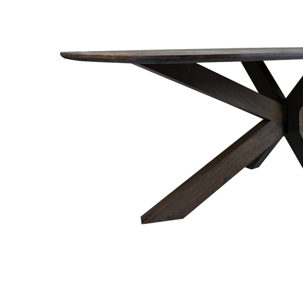Eettafel Lissabon 240cm in Malta, warm bruin mangohout met zwart onderstel