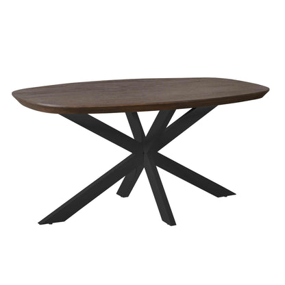 Eettafel Madison Deens Ovaal 160cm van Starfurn in bruin mangohout met zwart metalen onderstel
