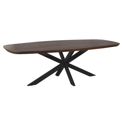 Eettafel Madison Deens Ovaal 280cm van Starfurn in bruin mangohout met zwart metalen onderstel