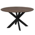 Ronde eettafel Madison 150cm van Starfurn in bruin mangohout met zwarte metalen middenpoot