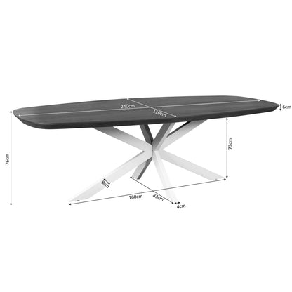 Eettafel Madison Mangohout Naturel Deens Ovaal 240cm van Starfurn met een blad van 240 bij 110 cm en 76 cm hoog