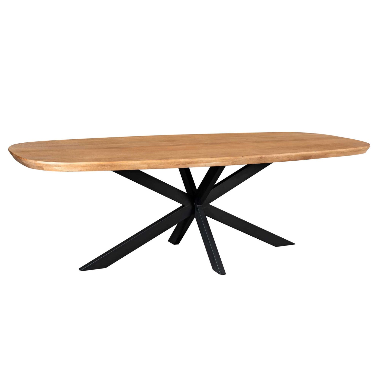Eettafel Madison Mangohout Naturel Deens Ovaal 280cm van Starfurn met zichtbare houtnerf in de naturel afwerking