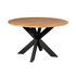 Eettafel Madison Mangohout Naturel Rond 110cm van Starfurn met rond mangohouten blad en zwarte metalen poot