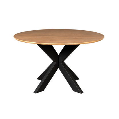 Eettafel Madison Mangohout Naturel Rond 110cm van Starfurn met massief mangohout blad in naturel finish