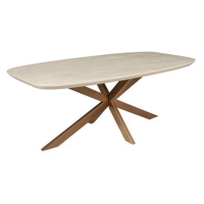 Eettafel Madison Zand van Starfurn detail van de afgeronde rand van het tafelblad