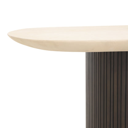 Eettafel Maroon ovaal met mortex tafelblad van bovenaf gezien