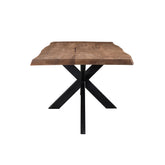 Eettafel Nairobi Tree Top 220cm in Mango, naturel mangohout met zwart onderstel
