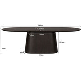 Afmetingen Eettafel Novero 280cm: L280cm x B120cm x H76cm
