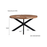 Eettafel Rocky Ø150cm in Pecan, detail van het blad