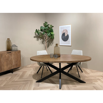 Eettafel Rocky 240cm in Pecan, detail van het blad